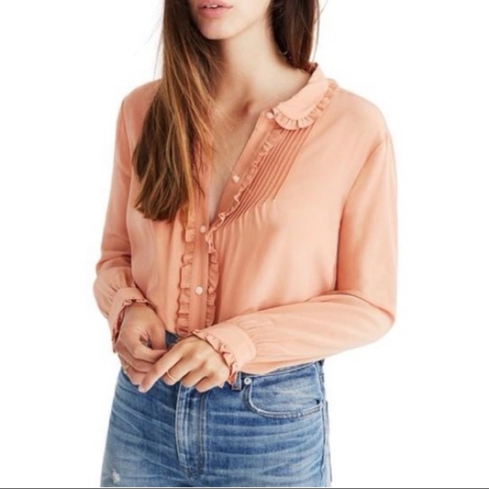 Madewell silk ruffle blouse